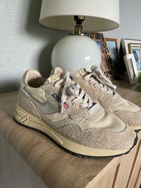 Autry Beige Suede & Mesh Runner Sneakers